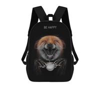 sinyumoney Fox with Coffee Children's School Backpack 3D Printed for Kids Travel Rucksacks Book Bags Kids School Bag 17inch