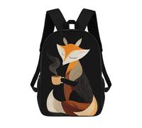 sinyumoney Fox with Coffee Cup Illustration Backpack School Bag Business Laptop Rucksack Bag Unisex Casual Daypack for Teenage Girls Boys Women Men 17inch