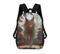 sinyumoney Fox with Fiery Eyes 3D Printed Children's School Backpack for Kids High Capacity Travel Rucksacks Book Bags Kids School Bag Back Pack 17inch