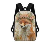 sinyumoney Fox with Floral Crown School Backpack Travel College Rucksack Backpacks for Campus Outdoor Travel Sports 17inch