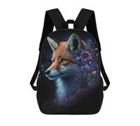 sinyumoney Fox with Flowers in Space 3D Printed Children's School Backpack for Kids High Capacity Travel Rucksacks Book Bags Kids School Bag Back Pack 17inch