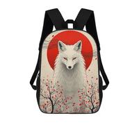 sinyumoney Fox with Red Sun Backpack School Bag High Secondary School Bags Casual Backpack for Campus Outdoor Travel Sports 17inch
