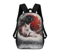 sinyumoney Fox Yin Yang Backpacks Children's Backpacks School Bag 3D Printed Children's School Backpack Fashion Travel Backpacks for Kids Elementary Middle School 17inch