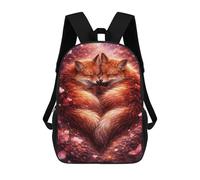 sinyumoney Foxes Couple - Luxury Animal Wall Art - Romantic Gift Decor School Backpack School Secondary High School College Backpack Travel for Men, Women & Teenage Boys 17inch