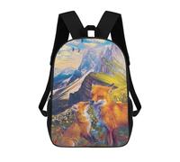 sinyumoney Foxes in A Mountainous Landscape Backpack School Backpack Kids School Bag Large Capacity Kids Backpack for School Rucksack 3D Book Bag Gifts for Kids 17inch