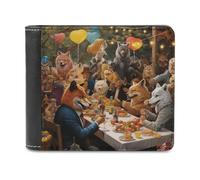sinyumoney Foxes in Formal Attire Enjoying A Feast 3D Print Men's Wallet Holds Bills Credit Banknote Compartments Slim Elegant Purse Everyday Use 11.7cm*9.5cm