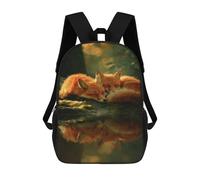 sinyumoney Foxes Resting by Water Backpack School Bag High Secondary School Bags Casual Backpack for Teenage Girls Boys Women Men 17inch