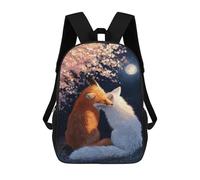 sinyumoney Foxes Under Moonlight School Bags School Secondary High School College Backpack Travel for Boys/Girls/Teenagers 17inch