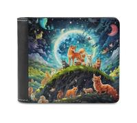 sinyumoney Foxes Under The Moonlit Sky -1 3D Print Wallet Safe Protection Card RFID Blocking Banknote Compartments Fashion Slim Leather Wallet 11.7cm*9.5cm