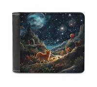 sinyumoney Foxes Under The Moonlit Sky 3D Print Wallet Coin Pocket ID RFID Blocking Stylish Banknote Compartments Stylish Durable Leather Wallet 11.7cm*9.5cm