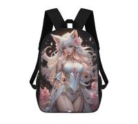 sinyumoney Foxfire Goddess 3D Printed Children's 17 Inch Backpacks 3D Printed Casual School Bag for Boys Elementary And Middle
