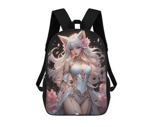 sinyumoney Foxfire Goddess 3D Printed Children's 17 Inch Backpacks 3D Printed Casual School Bag for Boys Elementary And Middle
