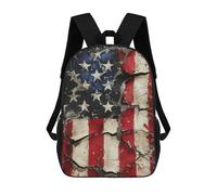 sinyumoney Fractured American Flag Children's Backpack, 3D Printed School Backpack, Backpack for Boys Girls, Adjustable School Bag for Primary School 17inch