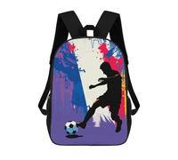sinyumoney France Soccer Player Silhouette School Bags High Secondary School Bags Casual Backpack for Camping Outdoor Adventures And Daily Travel 17inch