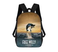 sinyumoney Free Willy Children's School Backpack 3D Printed for Kids Travel Rucksacks Book Bags Kids School Bag 17inch
