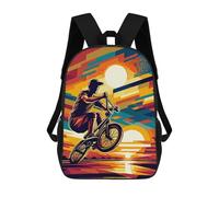 sinyumoney Freestyle BMX Sunset Wpap Backpack School Bag Rucksack for Girls Boys Backpacks Large Capacity Kids Back Pack Lightweight School Bags for Children Students 17inch