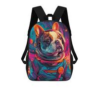 sinyumoney French Bulldog Astronaut School Backpack Lightweight Schoolbag Dayback Bookbag College for Teenage Girls Boys Women Men 17inch