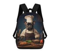 sinyumoney French Bulldog Chef Backpack School Bag Water Resistant Travel Backpack Computer Bag for Girls Boys Teenage 17inch