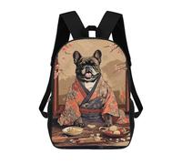 sinyumoney French Bulldog Eating Food Backpack School Water Resistant Computer Rucksack for Boys/Girls/Teenagers 17inch