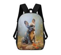 sinyumoney French Bulldog Gray Puppy Backpack School High Secondary School Bags Casual Backpack for Camping Outdoor Adventures And Daily Travel 17inch