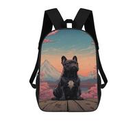 sinyumoney French Bulldog Mount Fuji Rucksack Water Resistant School Bag Business Backpack for Men, Women & Teenage Boys 17inch