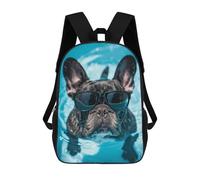 sinyumoney French Bulldog Pool Summer Backpack School Lightweight Schoolbag Dayback Bookbag College for Men/Women 17inch