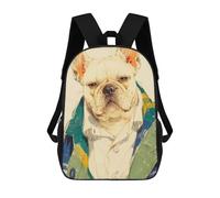 sinyumoney French Bulldog Portrait Rucksacks 3D Printed Children Backpacks Fashion Casual Daypack Cute Travel Bags Outdoor Casual Daypack for Boy And Girl 17inch