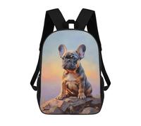 sinyumoney French Bulldog Puppy 3D Printed 17 Inch School Backpack Children's Backpacks 3D Printed Cool Knapsack for Boys Elementary And Middle