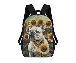 sinyumoney French Bulldog Sunflower Garden Rucksack Water Resistant Travel Backpack Computer Bag for Teenage Girls Boys Women Men 17inch