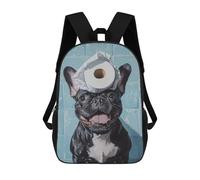 sinyumoney French Bulldog with Toilet Paper-15 Backpack School Bag Lightweight Casual Daypack School Backpacks for Teenage Girls Boys Women Men 17inch