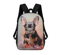 sinyumoney Frenchie Puppy 17 Inch Backpacks Kids Schoolbag,3D Printed Elementary And Middle School Students Backpacks for Boys Girls