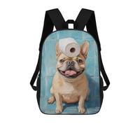 sinyumoney Frenchie with Toilet Paper on Head-2 Kids School Backpack 3D Printed Fashion School Bag Casual School Bag for Boys Elementary And Middle School Students 17inch