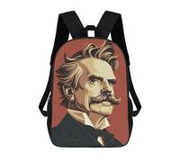 sinyumoney Friedrich Nietzsche Children's School Backpack 3D Printed for Kids Travel Rucksacks Book Bags Kids School Bag 17inch
