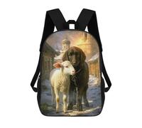 sinyumoney Friendship Between Lamb And Dog School Backpack High Secondary School Bags Casual Backpack for Girl, Teen Girls 17inch