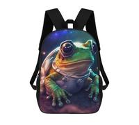 sinyumoney Frog Astronaut in Space-2 Backpacks Kids School Backpack School Bag 3D Printed School Bag for Boys Elementary And Middle School Students 17inch