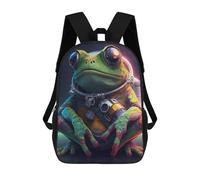 sinyumoney Frog Astronaut in Space-4 Backpacks Kids School Backpack School Bag 3D Printed School Bag for Boys Elementary And Middle School Students 17inch