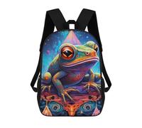 sinyumoney Frog Fantasy 3D Printed Children's School Backpack for Kids High Capacity Travel Rucksacks Book Bags Kids School Bag Back Pack 17inch