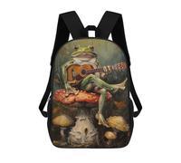sinyumoney Frog Guitar Music Mushroom School Backpack Large Water Resistant Laptop Backpack for Girls Boys Teenage 17inch