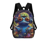 sinyumoney Frog Headphones Artwork Backpack School Large School Backpack for Boys for Teenage Girls Boys Women Men 17inch