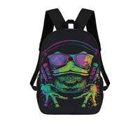 sinyumoney Frog Headphones Sunglasses Art Print Rucksack School Secondary High School College Backpack Travel for Campus Outdoor Travel Sports 17inch