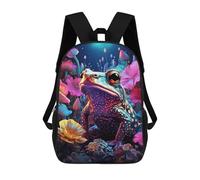 sinyumoney Frog in A Garden Rucksack Lightweight Casual Daypack School Backpacks for School/Work/Travel 17inch