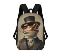 sinyumoney Frog in A Vintage Top Hat Children's Backpacks Kids Fun School Bag Boys Backpack Travel Bag Student Schoolbag Book Stationery Bag Chool Bags 17inch