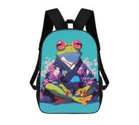 sinyumoney Frog in Kimono with Sunglasses Backpack School Water Resistant Travel Backpack Computer Bag - Perfect for Travel, Work And Daily Use 17inch