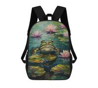 sinyumoney Frog in Lily Pond School Backpack Water Resistant Travel Backpack Computer Bag - Perfect for Travel, Work And Daily Use 17inch