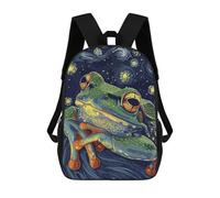 sinyumoney Frog in Starry Night Style Kids Backpack,School Backpack Kids School Bag 3D Printed Cartoon Large Capacity Backpack for Kids Boys And Girls 17inch
