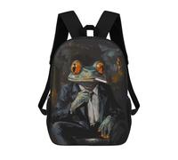 sinyumoney Frog in Suit Smoking Cigarette Painting School Bag Backpack Teen Schoolbag 3D Printing Adjustable Schoolbag Fashion Pocket Bag for Kids Boys Girls Students And Teenagers Fans 17inch