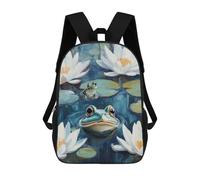 sinyumoney Frog Lily Pond Painting Backpack 3D Print Kids Bag Elementary Students Daypack Lightweight School Bag for Children Girls Boys Nursery Lunch Pack 17inch
