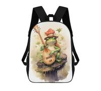 sinyumoney Frog Musician Children's Backpacks School Backpack 3D Printed for Kids Travel Rucksacks Book Bags Kids 17inch School Bag