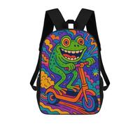 sinyumoney Frog on ScooterArt Backpack School Rucksack Casual Daypacks School Work Travel Bag for Girl, Teen Girls 17inch