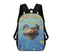 sinyumoney Frog Pond Reflection Painting Backpack School Bag Water Resistant School Bag Business Backpack for Boys/Girls/Teenagers 17inch